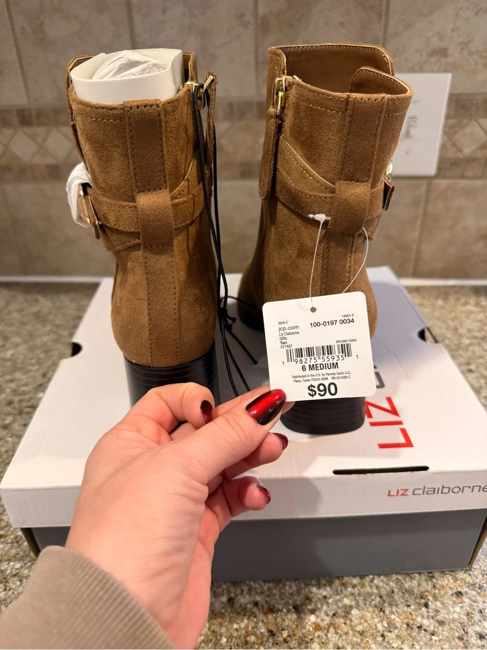 Liz Claiborne Memory Foam Block Heel Booties Size 6